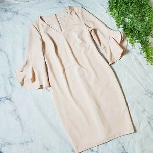 Calvin Klein Blush Pink Scuba Ruffle Sleeve Dress